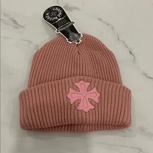 Chrome Hearts Pink Cross Patch Beanie Hat